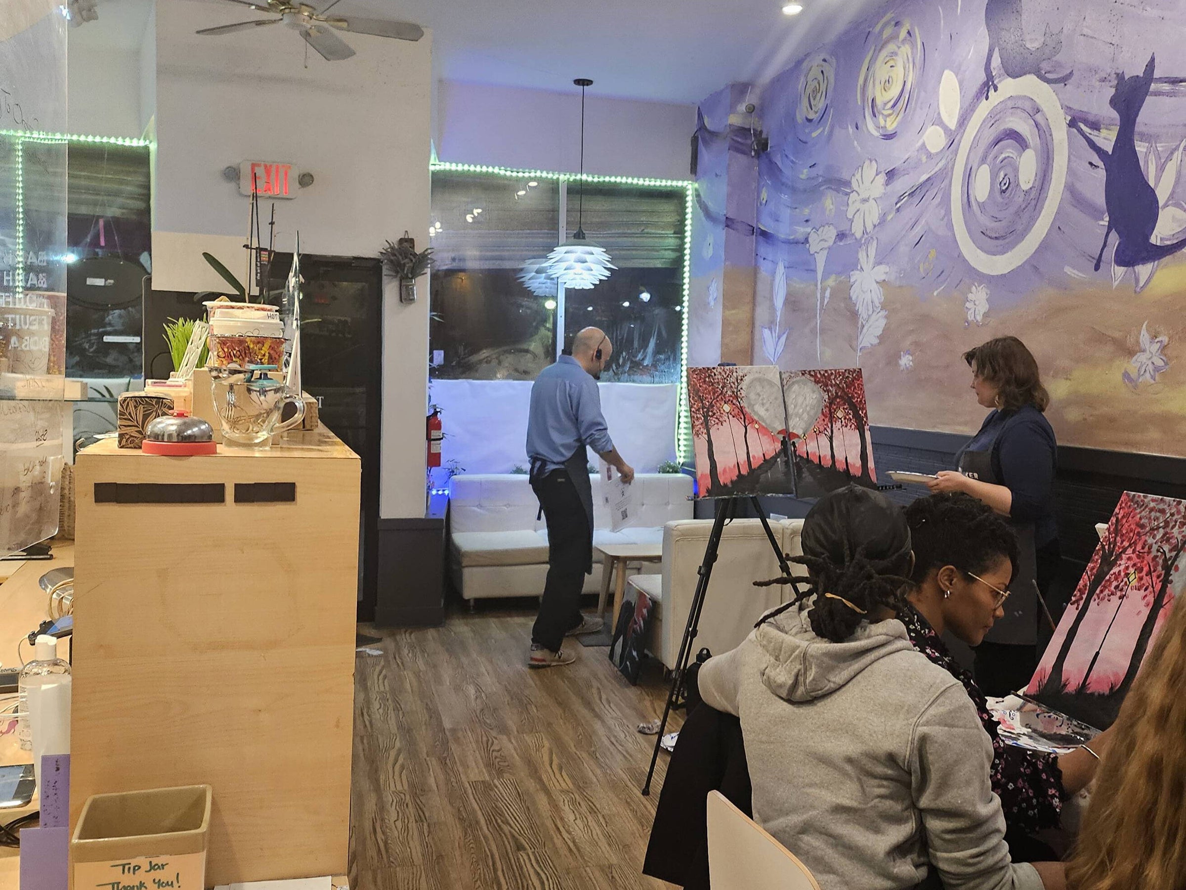 Paint night at TeaMoji boston